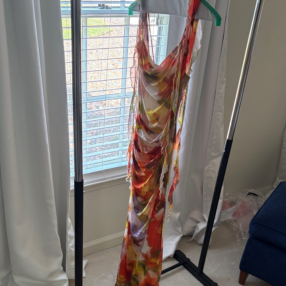 ASOS Colorful Draped Fitted Maxi Dress